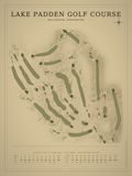 Lake Padden Golf Course map poster, Vintage style, 12×16 / 18×24