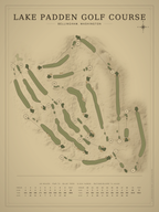 Lake Padden Golf Course map poster, Vintage style, 12×16 / 18×24