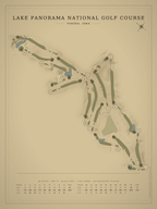 Lake Panorama National Golf Course map poster, Vintage style, 12×16 / 18×24