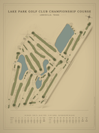 Lake Park Golf Club Championship Course map poster, Vintage style, 12×16 / 18×24