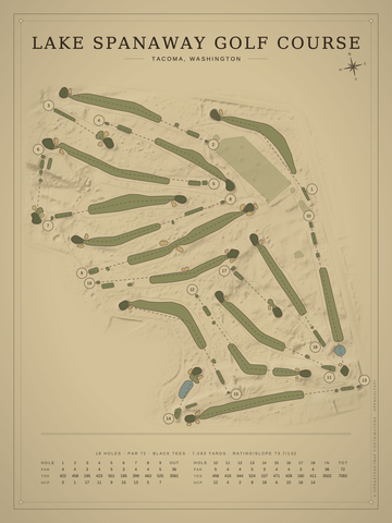 Lake Spanaway Golf Course Map poster