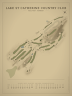 Lake St Catherine Country Club course map poster, Vintage style, 12×16 / 18×24