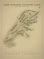 Lake Sunapee Country Club course map poster, Vintage style, 12×16 / 18×24