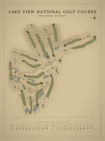 Lake View National Golf Course Map poster
