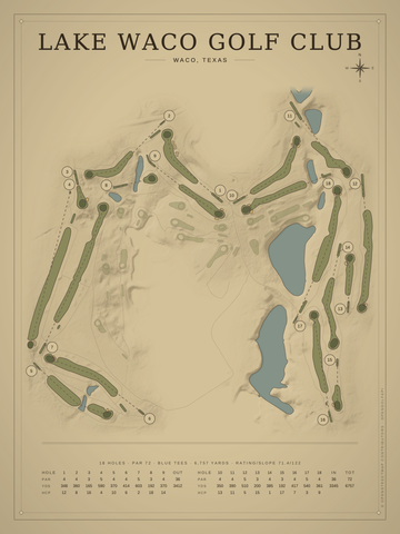 Lake Waco Golf Club Course Map poster