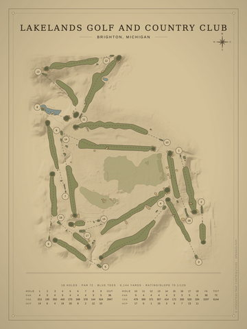 Lakelands Golf and Country Club Course Map poster