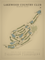 Lakewood Country Club course map poster, Vintage style, 12×16 / 18×24