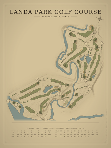 Landa Park Golf Course Map poster