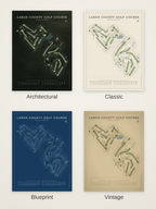 LaRue County Golf Course map poster in four styles: Architectural, Classic, Blueprint and Vintage