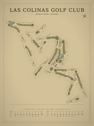 Las Colinas Golf Club Course Map poster