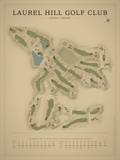 Laurel Hill Golf Club course map poster, Vintage style, 12×16 / 18×24