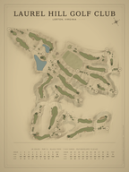 Laurel Hill Golf Club course map poster, Vintage style, 12×16 / 18×24