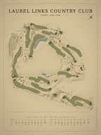Laurel Links Country Club course map poster, Vintage style, 12×16 / 18×24