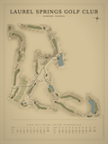 Laurel Springs Golf Club course map poster, Vintage style, 12×16 / 18×24
