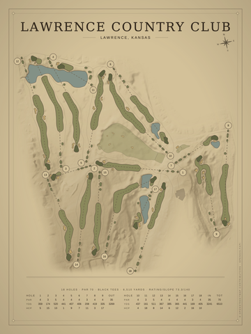Lawrence Country Club Course Map poster