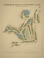LeBaron Hills Country Club course map poster, Vintage style, 12×16 / 18×24