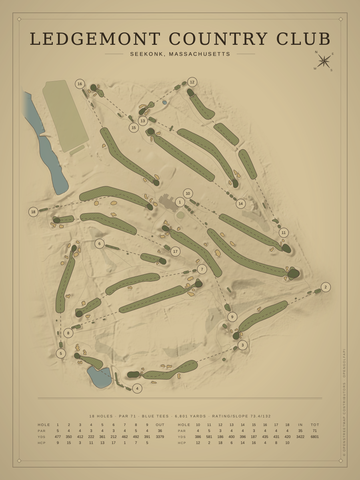 Ledgemont Country Club Course Map poster