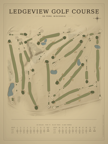 Ledgeview Golf Course Map poster