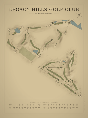 Legacy Hills Golf Club Course Map poster