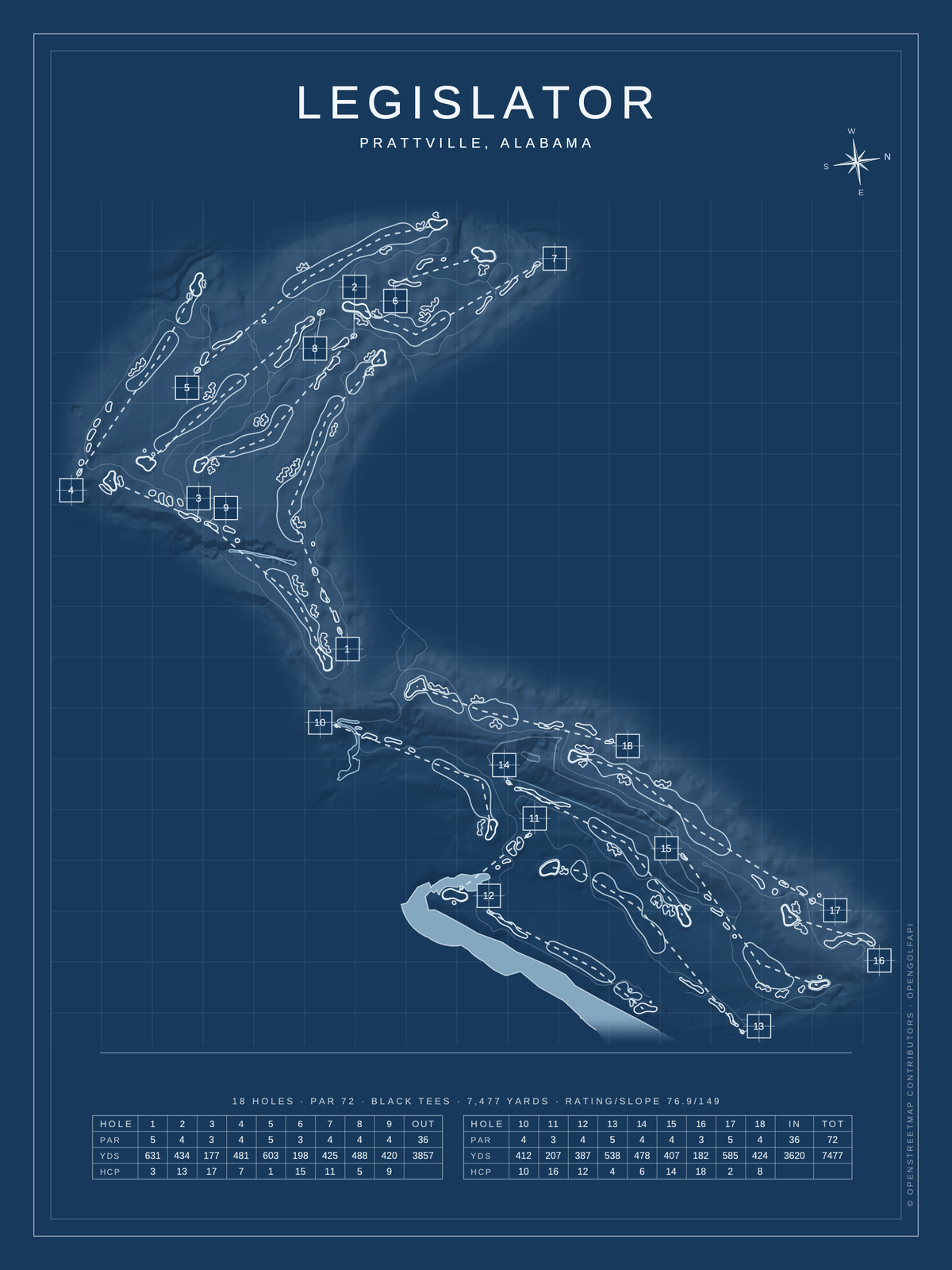 Legislator course map poster, Blueprint style, 12×16 / 18×24