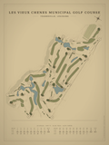 Les Vieux Chenes Municipal Golf Course map poster, Vintage style, 12×16 / 18×24