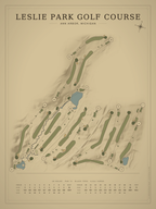 Leslie Park Golf Course map poster, Vintage style, 12×16 / 18×24