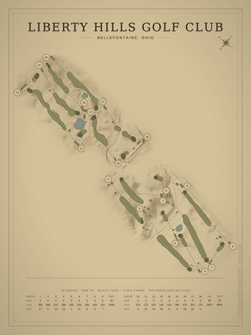 Liberty Hills Golf Club Course Map poster