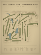 Lima Country Club - Charleston Pines course map poster, Vintage style, 12×16 / 18×24