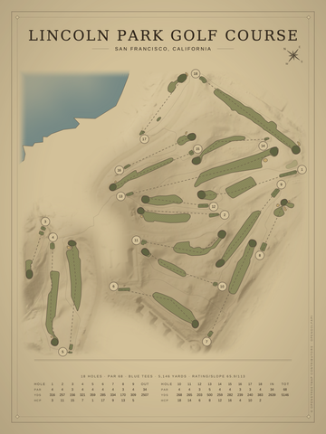 Lincoln Park Golf Course Map poster