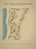 The Links at Spanish Bay course map poster, Vintage style, 12×16 / 18×24