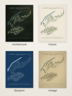 Lockport Town & Country Club course map poster in four styles: Architectural, Classic, Blueprint and Vintage