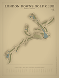 London Downs Golf Club course map poster, Vintage style, 12×16 / 18×24