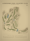 Lonesome Pine Country Club course map poster, Vintage style, 12×16 / 18×24