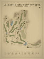 Lonesome Pine Country Club course map poster, Vintage style, 12×16 / 18×24