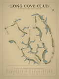 Long Cove Club course map poster, Vintage style, 12×16 / 18×24