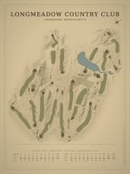 Longmeadow Country Club course map poster, Vintage style, 12×16 / 18×24