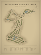 Los Altos Golf & Country Club course map poster, Vintage style, 12×16 / 18×24