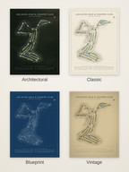 Los Altos Golf & Country Club course map poster in four styles: Architectural, Classic, Blueprint and Vintage