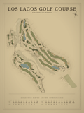Los Lagos Golf Course map poster, Vintage style, 12×16 / 18×24