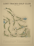 Lost Tracks Golf Club course map poster, Vintage style, 12×16 / 18×24