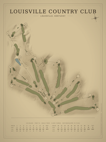 Louisville Country Club Course Map poster