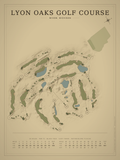 Lyon Oaks Golf Course map poster, Vintage style, 12×16 / 18×24