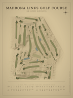 Madrona Links Golf Course map poster, Vintage style, 12×16 / 18×24