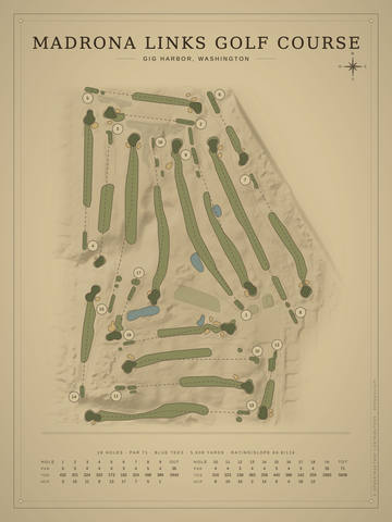 Madrona Links Golf Course Map poster