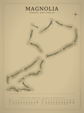 Magnolia course map poster, Vintage style, 12×16 / 18×24