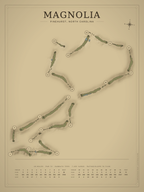 Magnolia course map poster, Vintage style, 12×16 / 18×24
