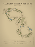 Magnolia Creek Golf Club course map poster, Vintage style, 12×16 / 18×24