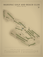 Mahopac Golf and Beach Club course map poster, Vintage style, 12×16 / 18×24