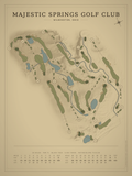 Majestic Springs Golf Club course map poster, Vintage style, 12×16 / 18×24