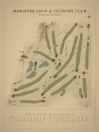 Manistee Golf & Country Club course map poster, Vintage style, 12×16 / 18×24